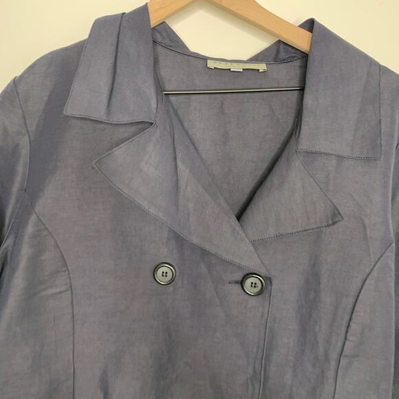Bryn Walker Blue Linen Blend Boxy Double-Breasted Jacket Womens Large - Picture 7 of 14